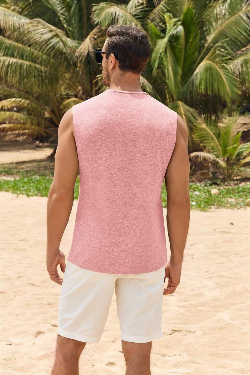 Men’s Stretch Cotton Blend Muscle Cut Sleeveless Workout Tank Top