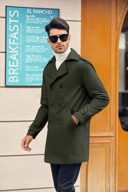 Men’s Double Breasted Slim Water Resistant Trench Coat