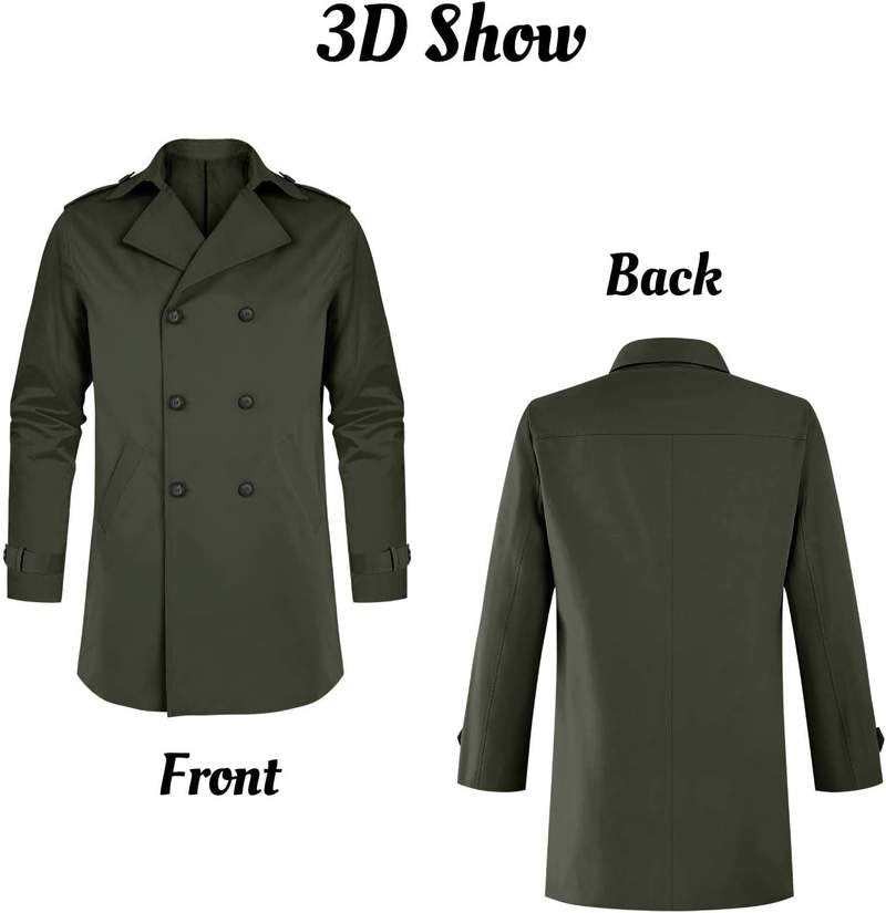 Men’s Double Breasted Slim Water Resistant Trench Coat