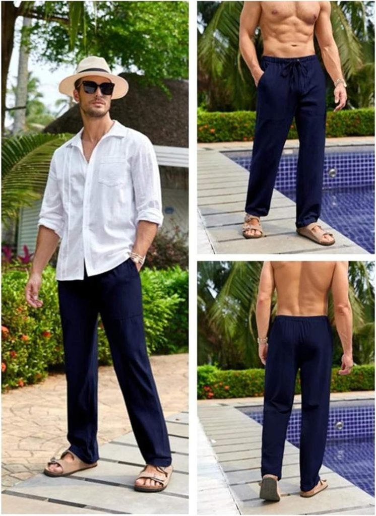Men’s Linen Blend Loose Harem Pants