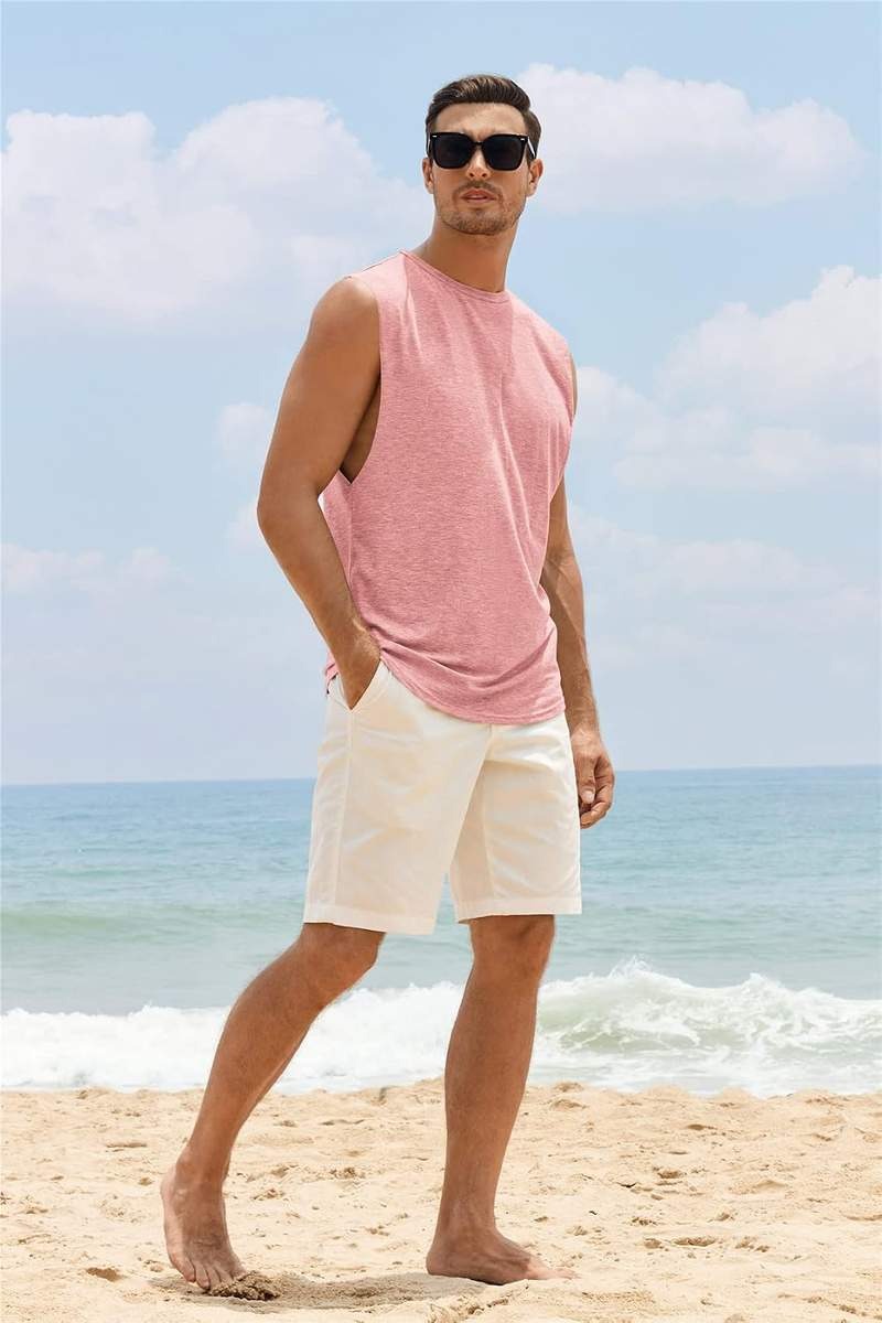 Men’s Stretch Cotton Blend Muscle Cut Sleeveless Workout Tank Top