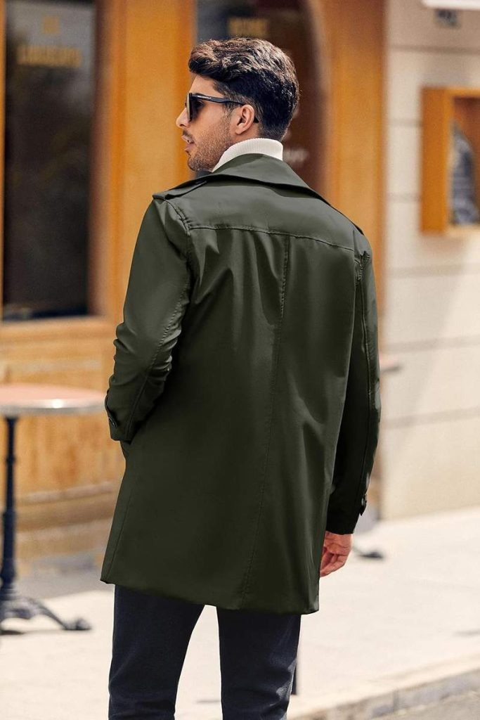 Men’s Double Breasted Slim Water Resistant Trench Coat