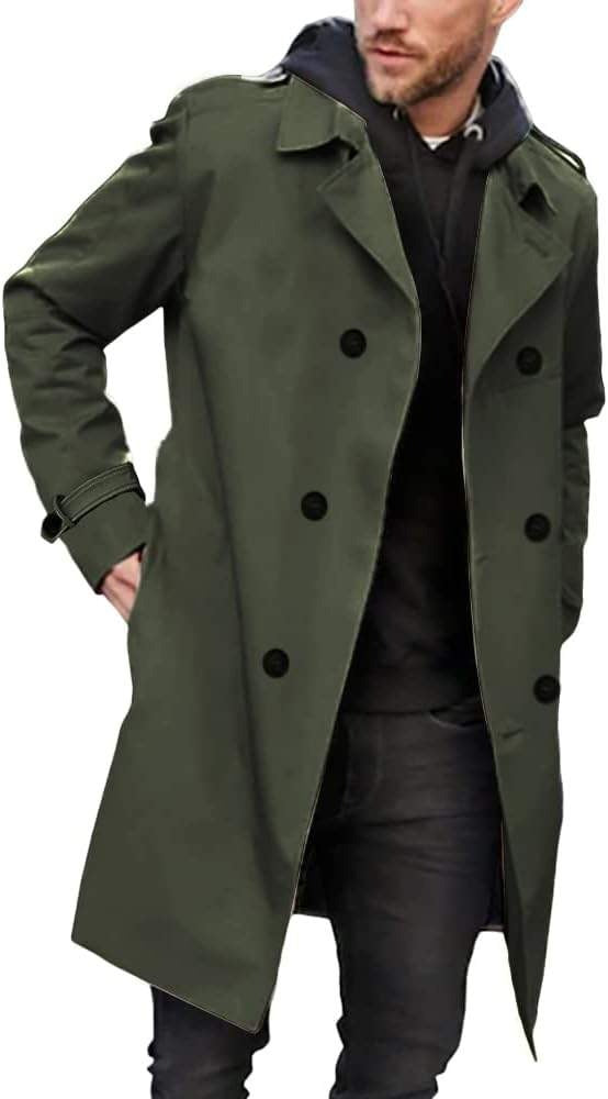Men’s Double Breasted Slim Water Resistant Trench Coat